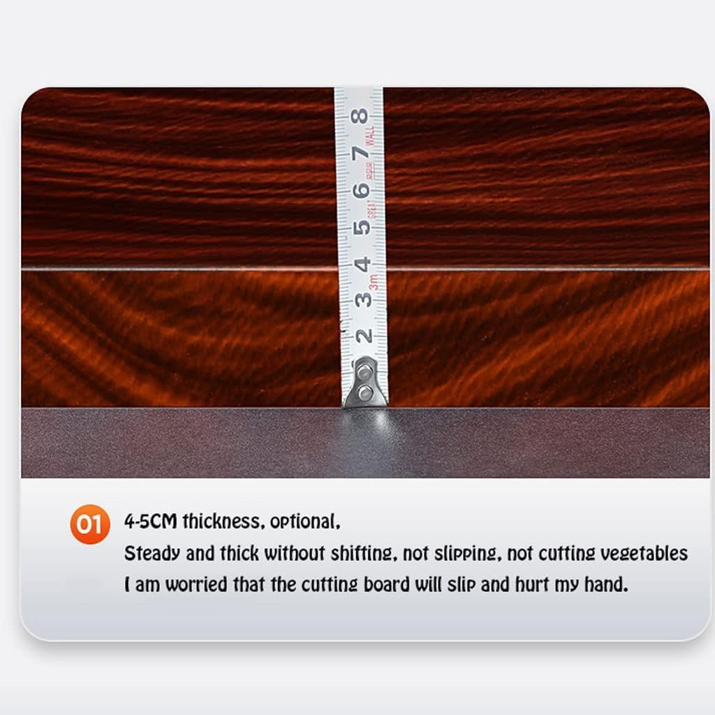 Heavy Duty Mahogany Wood Cutting Board with Handles, Butcher Block for Meat & Vegetables, Non-Slip Design, 48cm,1