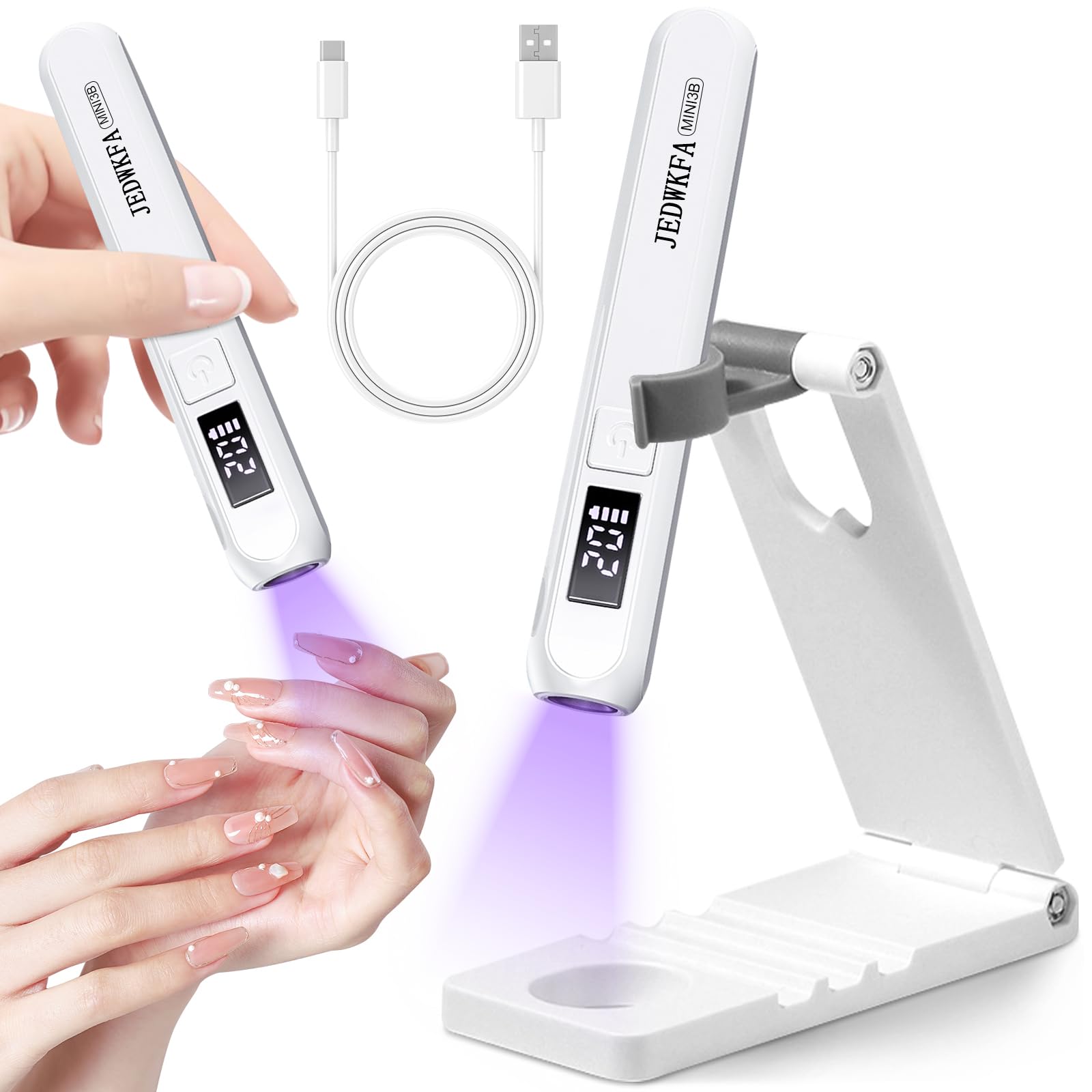 JEDWKFA Mini Lampara UV LED Uñas, Lampara UV LED Uñas, Lampara Uñas Semipermanentes, Lámparas UV para Uñas de Gel con Soporte, Lampara LED Uñas, para Manicura, Gel DIY Arte de Uñas
