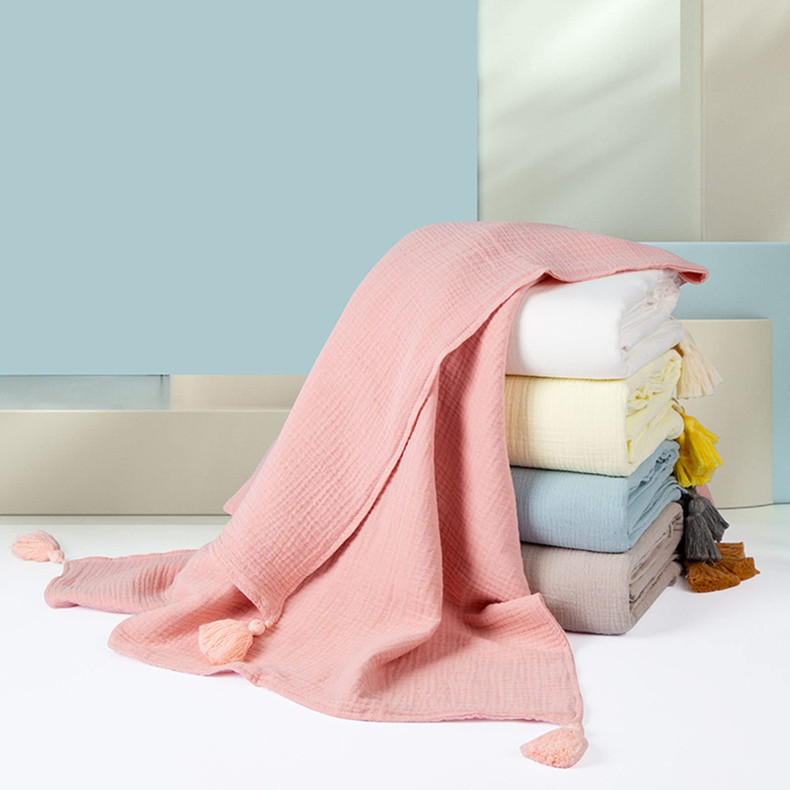 120x150cm Bambino Ricezione Coperta Morbido Cotone 4 Strati Mussola Garza di Cotone Solido Sacchetto Neonati Asciugamano Da Bagno Copertura Coperta Per Neonati Neonati