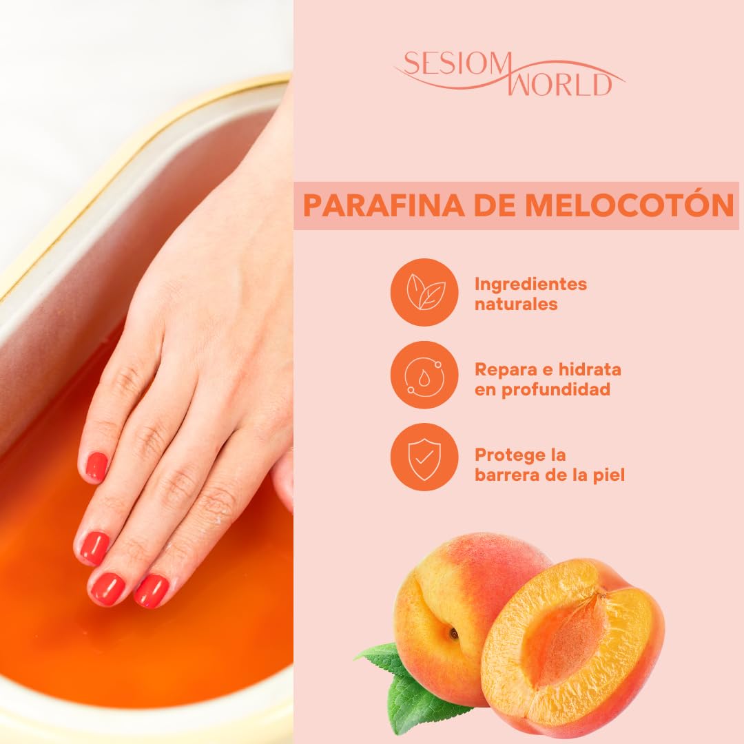 PARAFINA MELOCOTÓN para Manos y Pies PACK 3 x 1000ml - Parafina hidratante de Melocotón Antioxidante