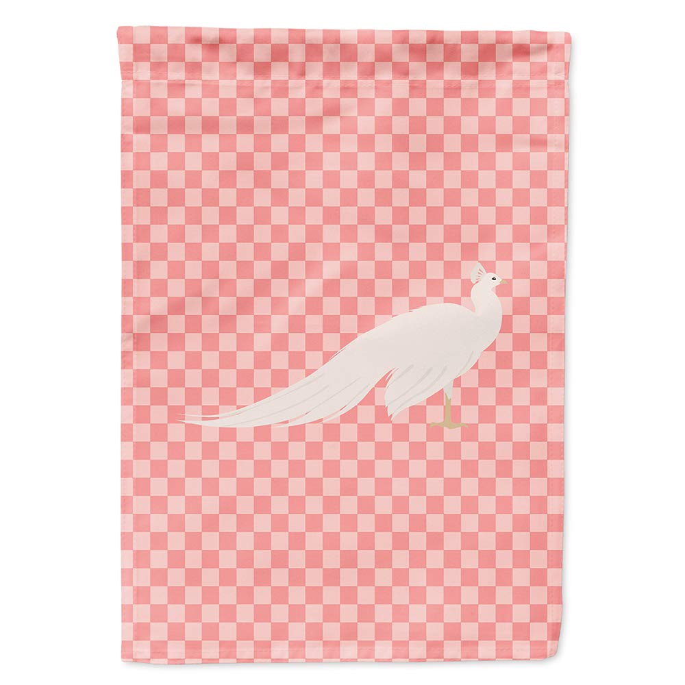 Drapeau de maison paon rose avec motif à carreaux multicolore Caroline's Treasures