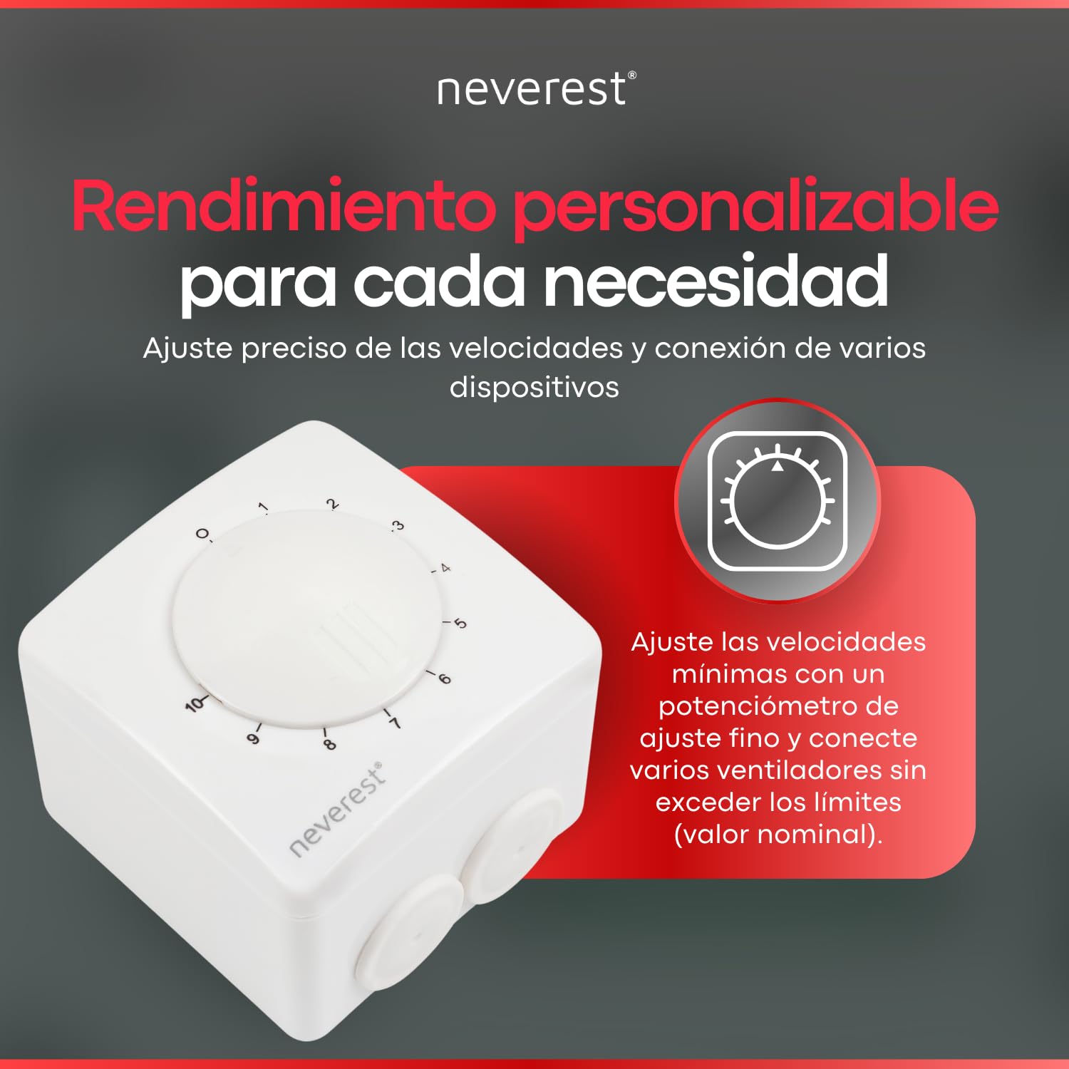 neverest® Regulador de velocidad de 230 V 1,0 A para ventiladores, bombas, motores, montaje en superficie/empotrado