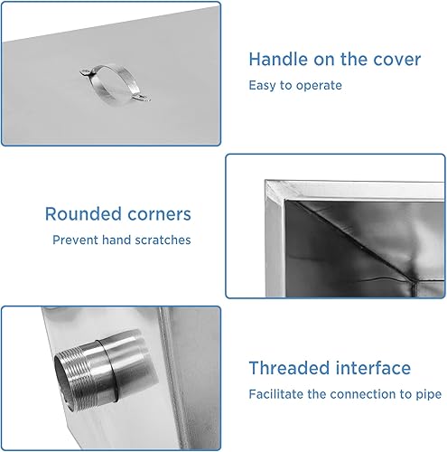 Miniatura 6 de IHAYNER Trampas de grasa comerciales de 40 libras, trampa de grasa interceptora de 20 GPM, trampa de grasa de acero inoxidable para cocina y