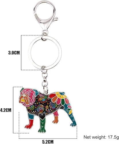 Miniatura 4 de WEVENI - Llavero de aleación esmaltada para perro Bulldog Inglés Bull Terrier accesorios de joyería para mujeres y niñas 42mm x 52mm