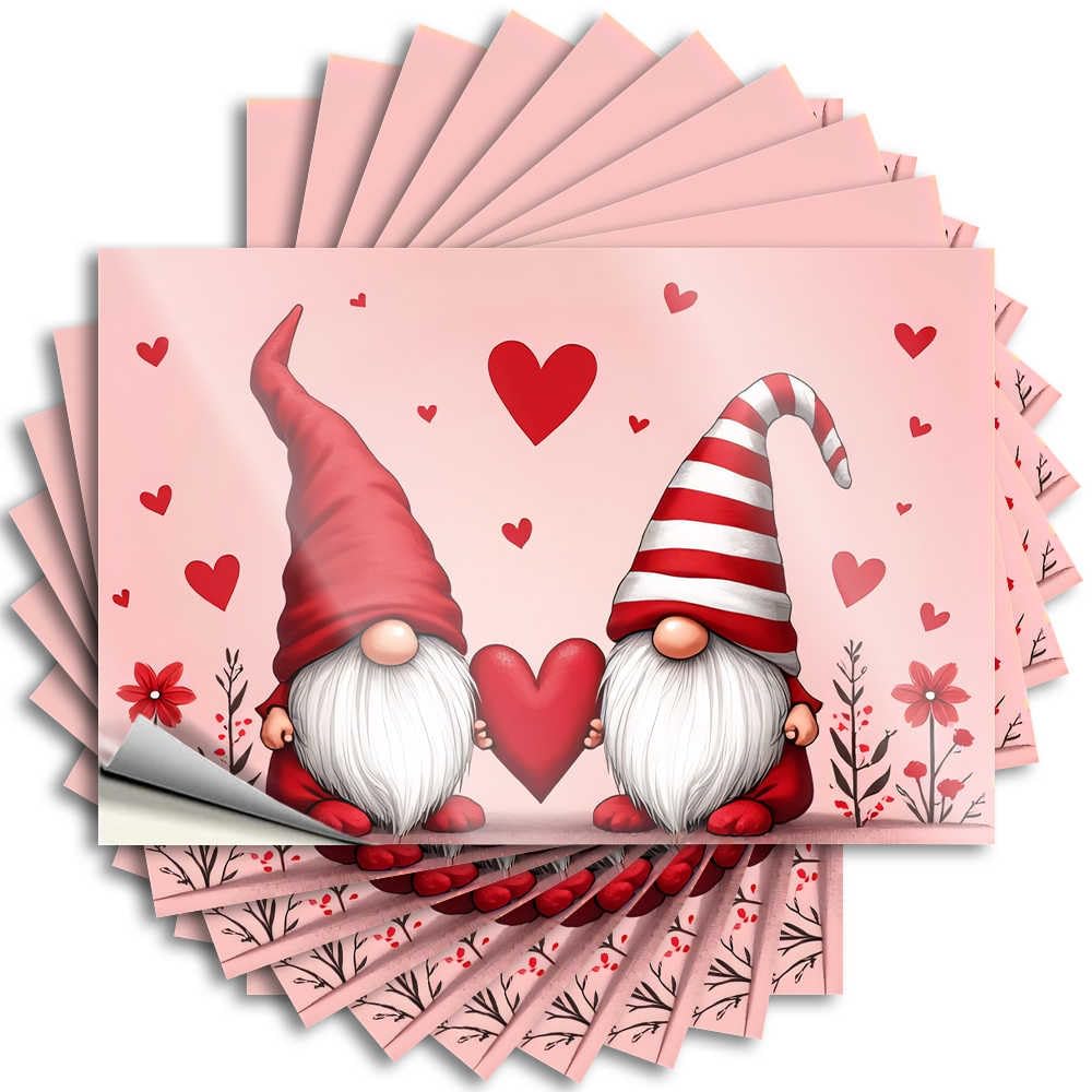 Tattoos Positive Patio Decorations Tumbler Valentine's Day Gnomes with Hearts and Flowers - No Residue Decals for Alcohol(6X9CM)