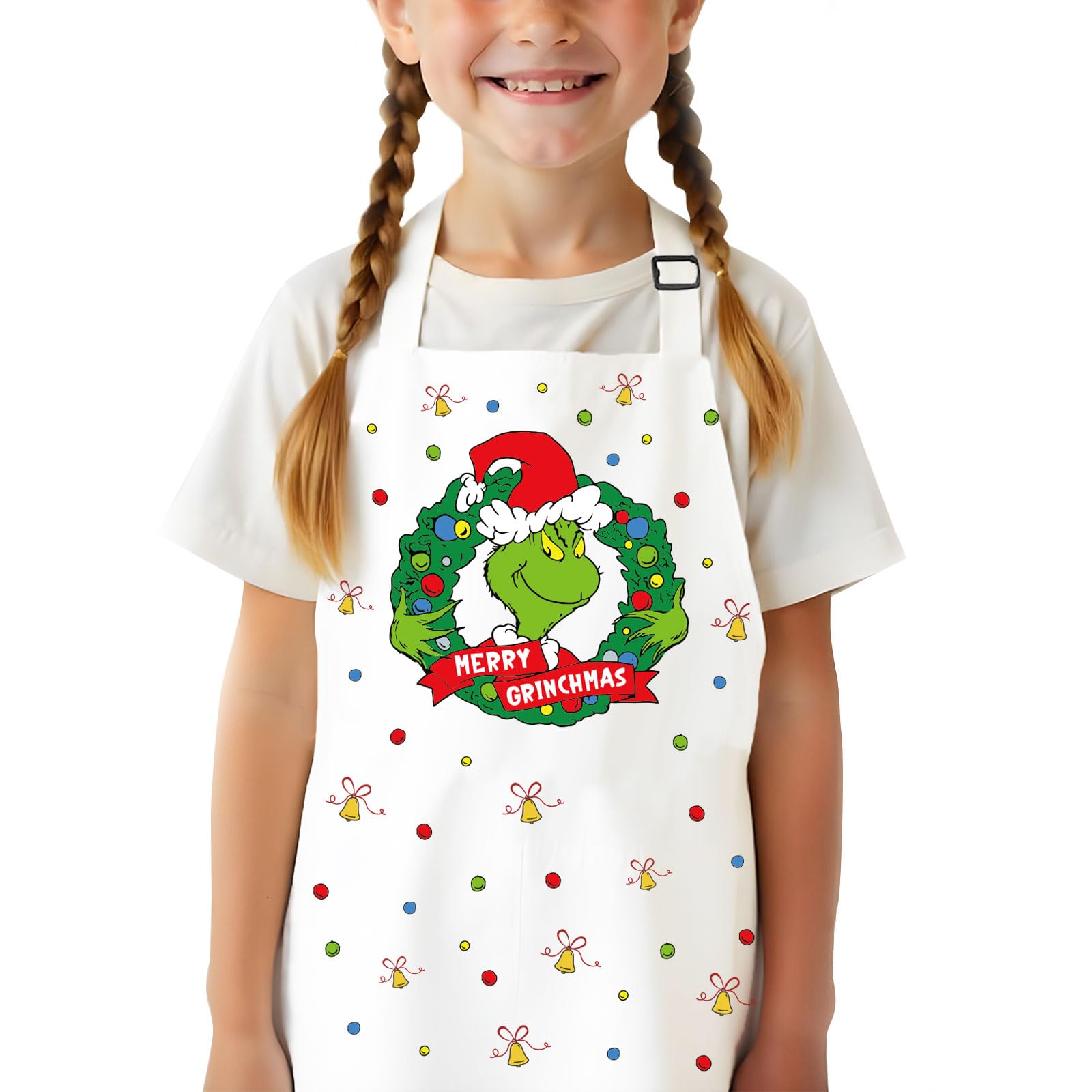 Funny Christmas Baking Apron for Kids Children Teenagers, Holiday Kitchen Cooking Aprons