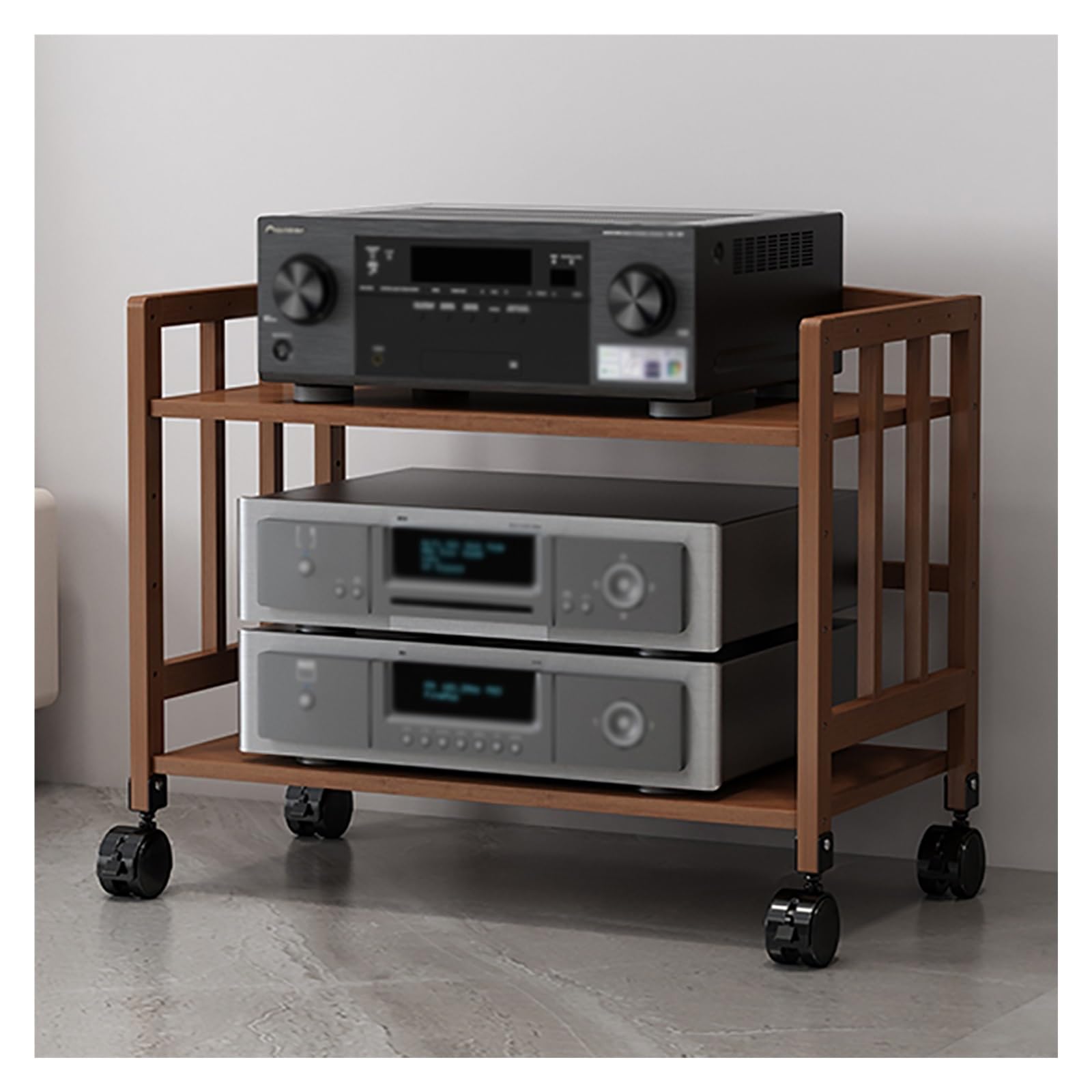 Wielofunkcyjny stojak na multimedia, HiFi AV, 2-poziomowa półka audio-wideo, dom, biuro, przechowywanie na konsole do gier i odtwarzacze DVD, stojak stereo, szerokość 70 cm, nowoczesny design