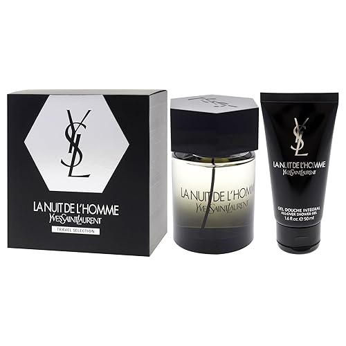 Miniatura 4 de La Nuit De LHomme por Yves Saint Laurent para hombre, juego de regalo de 2 piezas de 3.3 onzas EDT en aerosol, gel de ducha de 1.6 onzas