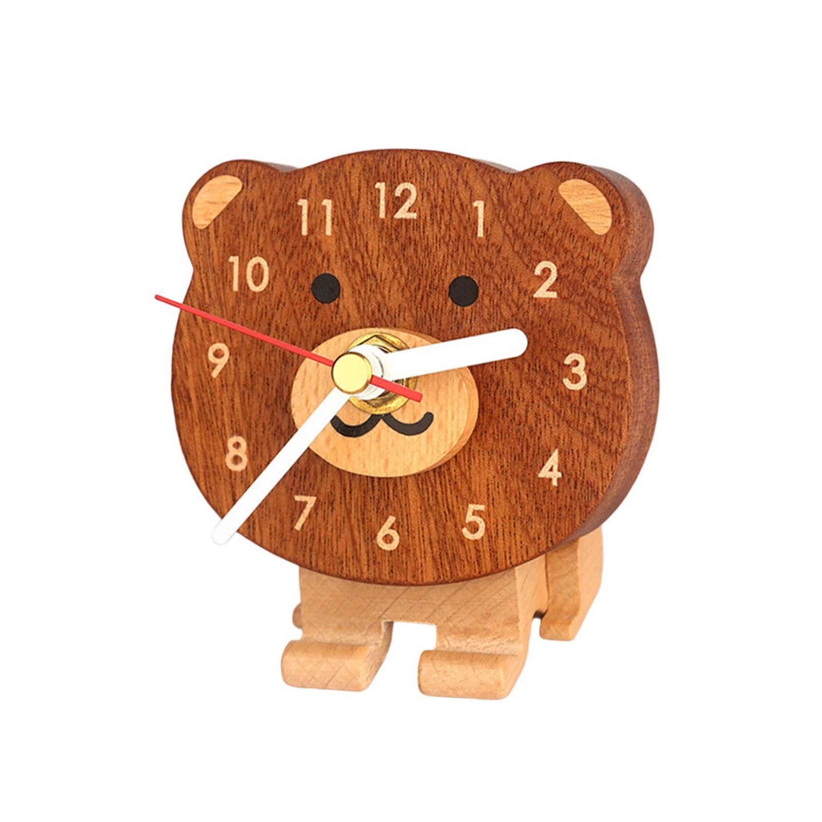 Hsioluted Quiet Miniature Wood Mantle Clock Vintage Design Alarm Clock for Adding Warmth and Sophistication to Your Decoration Miniature Table