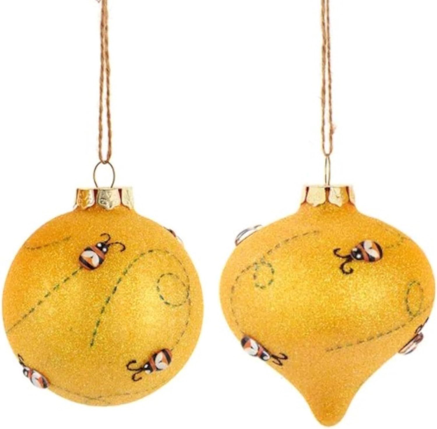 The Bridge Collection Glass Honey Bee Ornaments Set of 2 Bumble Bee Christmas