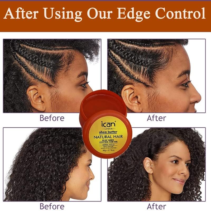 ican London Shea Butter Edge Control Hair Gel Extra Hold 80g, 80 g (Pack of 1) - Image 2