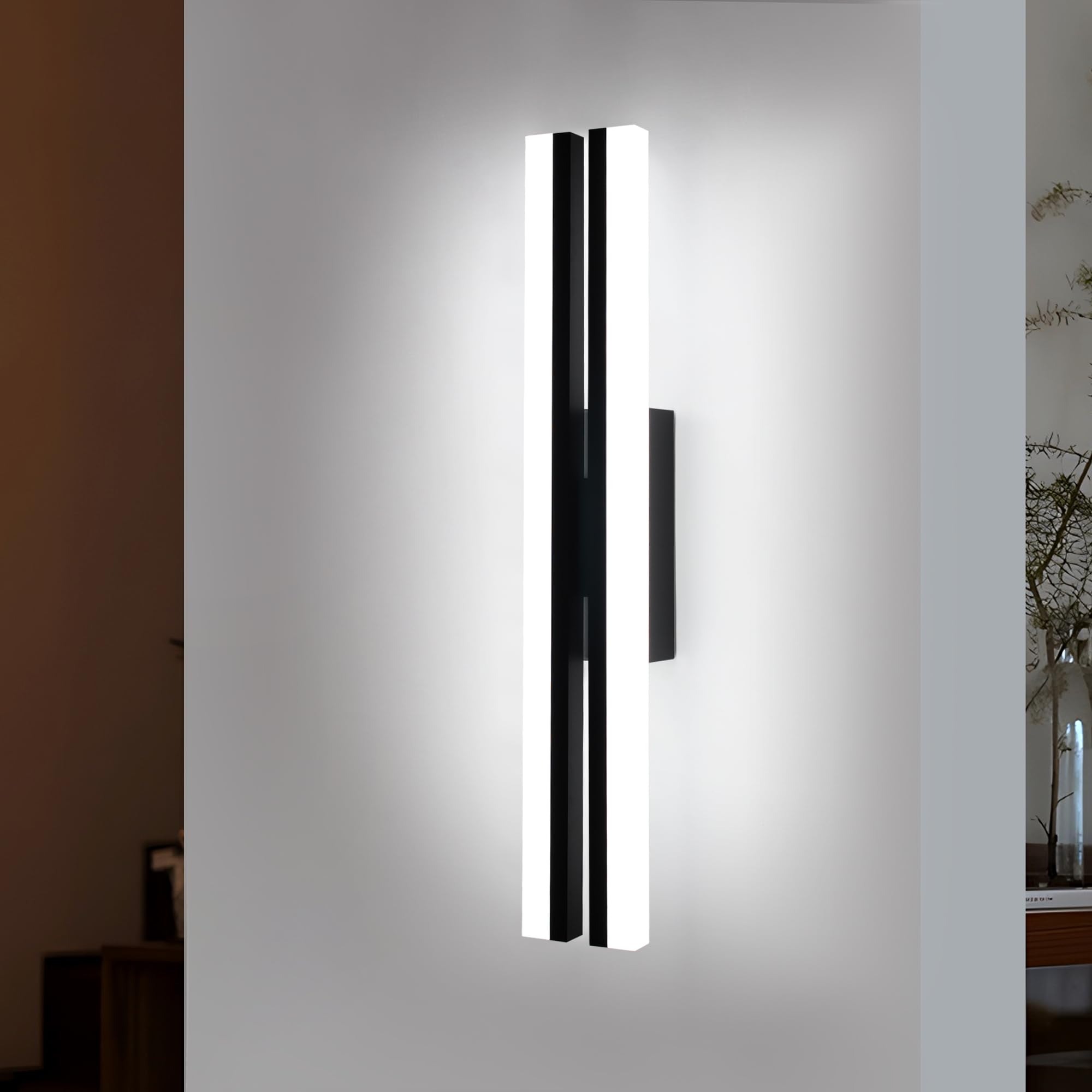 40cm super brillante luces del espejo del baño, 12W LED luces de la pared de la tabla de lavado, luces de la pared del cuadro de la sala de estar, 6000K negro mate IP44