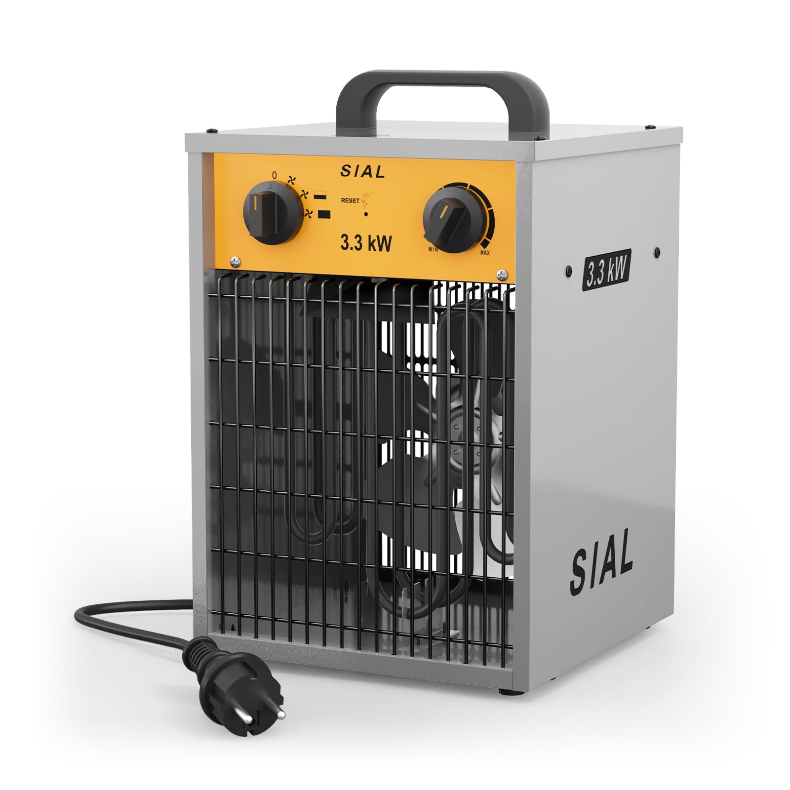 SIAL Chauffage Soufflant 3300 W - Industriel - Radiateur électrique - Pour Chantier, Atelier Ou Garage Avec Contrôle Thermostatique Entièrement Réglable et Deux Modes de Chauffage