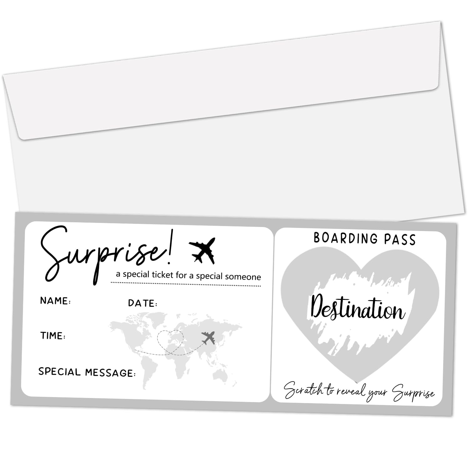 BSNZZIO Boarding Pass Ticket for Birthday, Surprise Reveal Ticket Cards with Envelopes, DIY Birthday Gift Tickets, Surprise Trip Reveal Ideas,