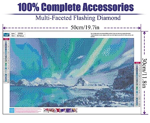 5D Diamond Art Painting ,Large Aurora Diamond Painting Kits for Adults,DIY Full Drill Crystal Rhinestone Lake Arts and Crafts,Gem Art Painting with Diamond Home Wall Decor Mountain,19.6X11.8 in - Image 3