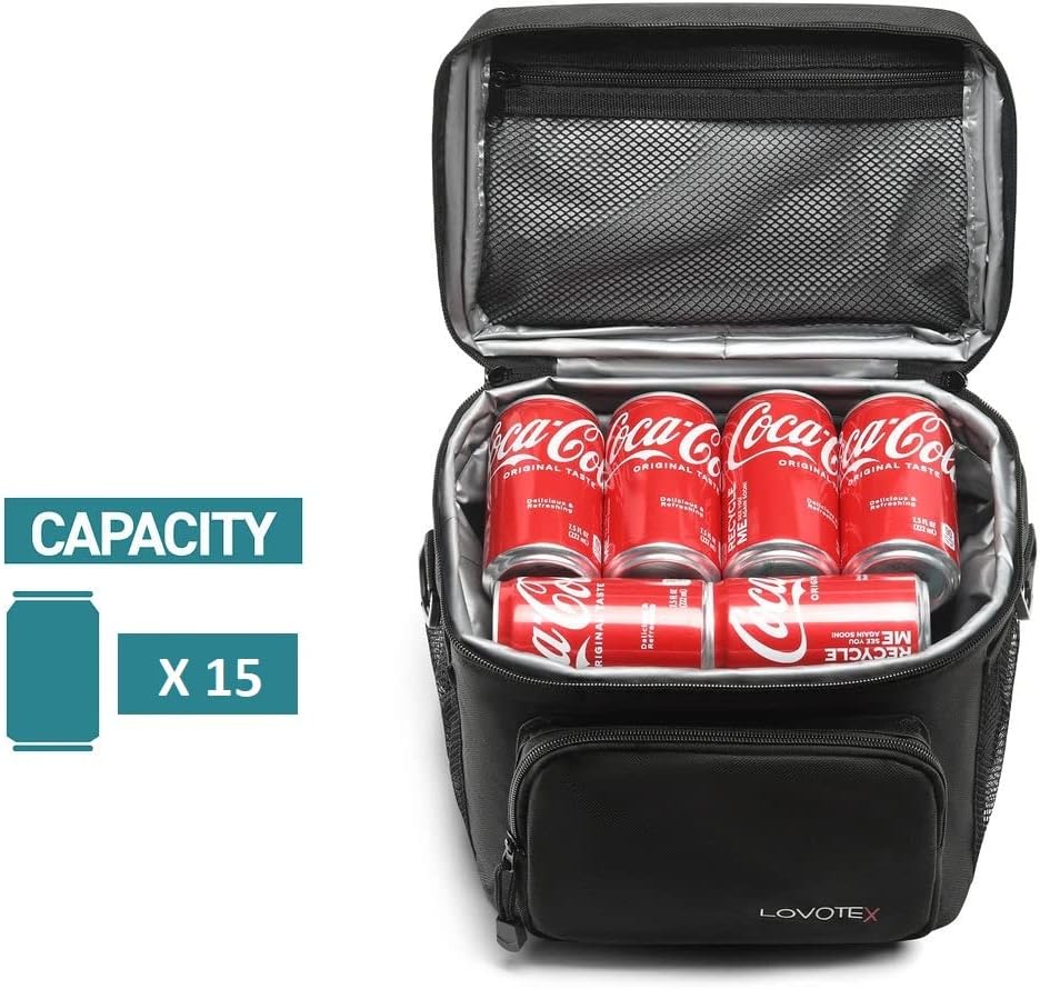 X Large Insulated Lunch Bag Cooler Tote With 2 Reusable Cooler Ice Packs Easy Pull Zippers, Detachable Shoulder Strap, Roomy Compartments For Lunch Box, Bottles, Containers, Travel, Camping & More