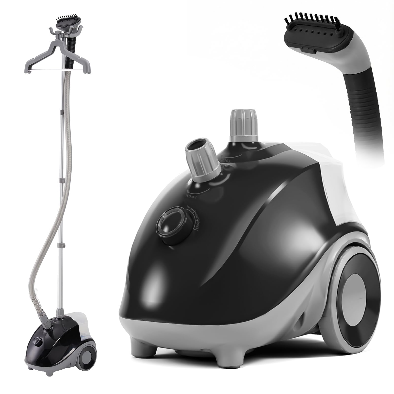 NEWBULIG Garment Steamer for Clothes Standing, 1500W Efficient Clothes Steamer Standing with Wheels, Professional 58OZ Water Tank for Continuous Steaming, Fast Heating Wrinkle Remover