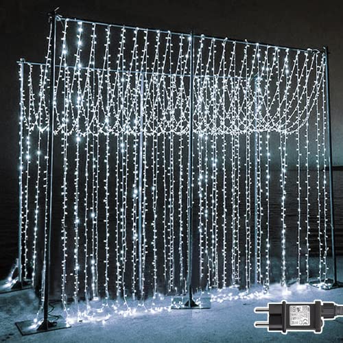 Dekofun Lichtervorhang 600 LED 6m x 3m Lichterkette Vorhang, 8 Beleuchtungsmodi Weihnachtsbeleuchtung IP65 wasserdicht Lichtervorhang für Wand Hochzeit Zimmer Außen Innen Weihnachten Deko (Kaltweiß) Dekofun Lichtervorhang 600 LED 6m x 3m Lichterkette Vorhang, 8 Beleuchtungsmodi Weihnachtsbeleuchtung IP65 wasserdicht Lichtervorhang für Wand Hochzeit Zimmer Außen Innen Weihnachten Deko (Kaltweiß)
