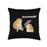 Go to Horny Jail - Cheems Doge Meme Throw Pillow