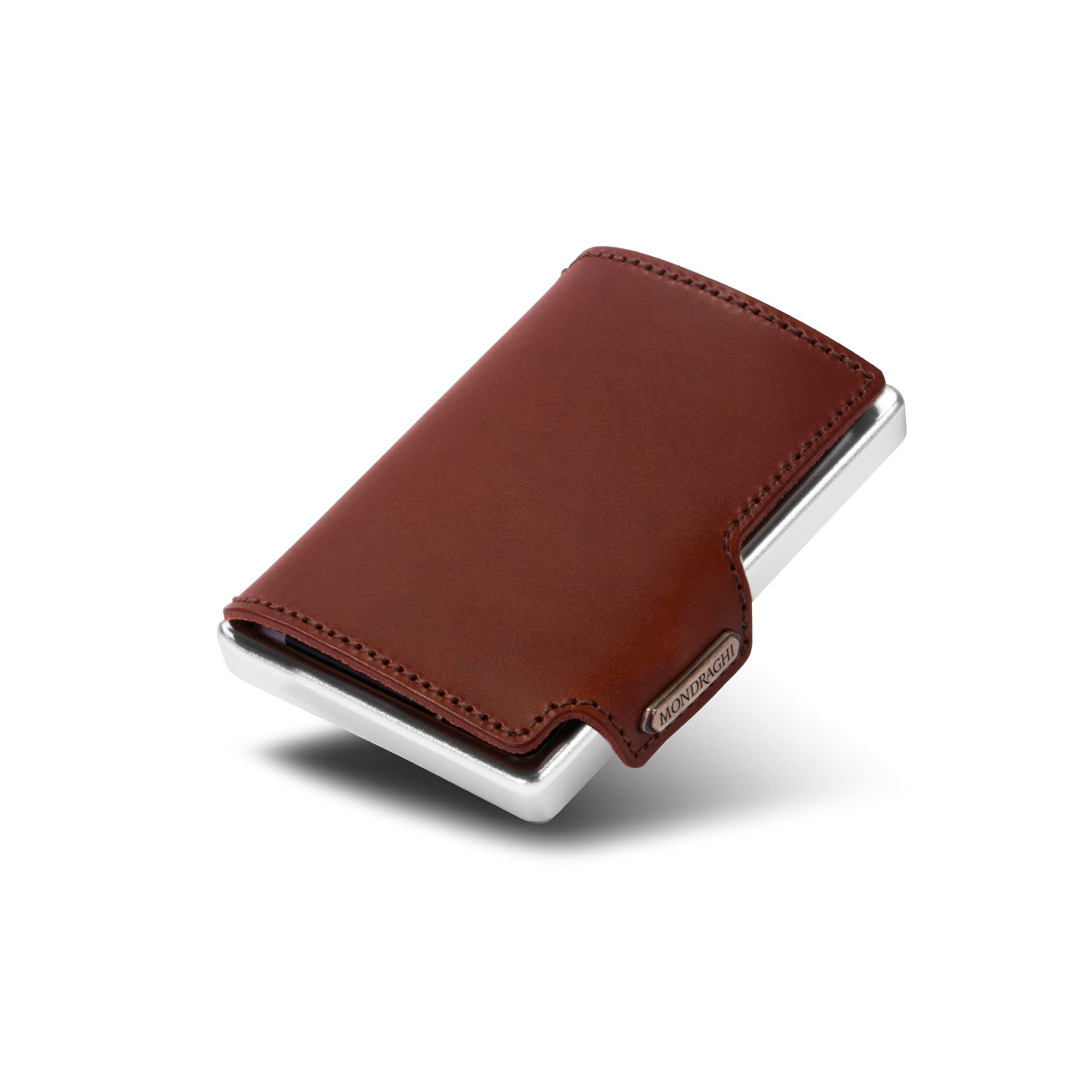 MONDRAGHI Miniwallet in Pelle Leggero e Tascabile. Portafoglio Slim per Carte di Credito Banconote Tessere e Documenti ELEGANCE Brown per Uomo e Donna