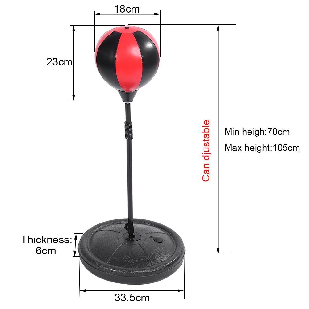 Yosoo El Profesional Conjunto de Peras de Velocidad para Adultos y Niños, con Guantes de Juego de Boxeo y Soporte Altura Ajustable (Rojo y Negro para Niños, Altura Ajustable 70-105 cm)
