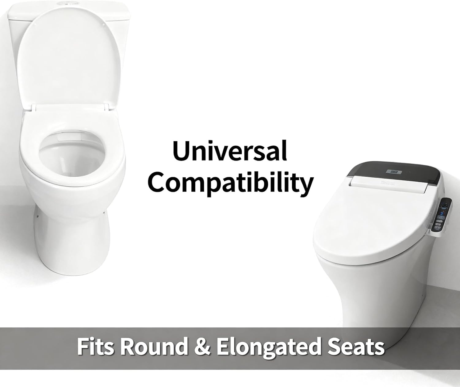 1 Pair Plastic Toilet Seat Hinge Replacement – Universal Bracket Hardware with Bolts, Screws & Nuts for Top Mount Commode Seats, White​