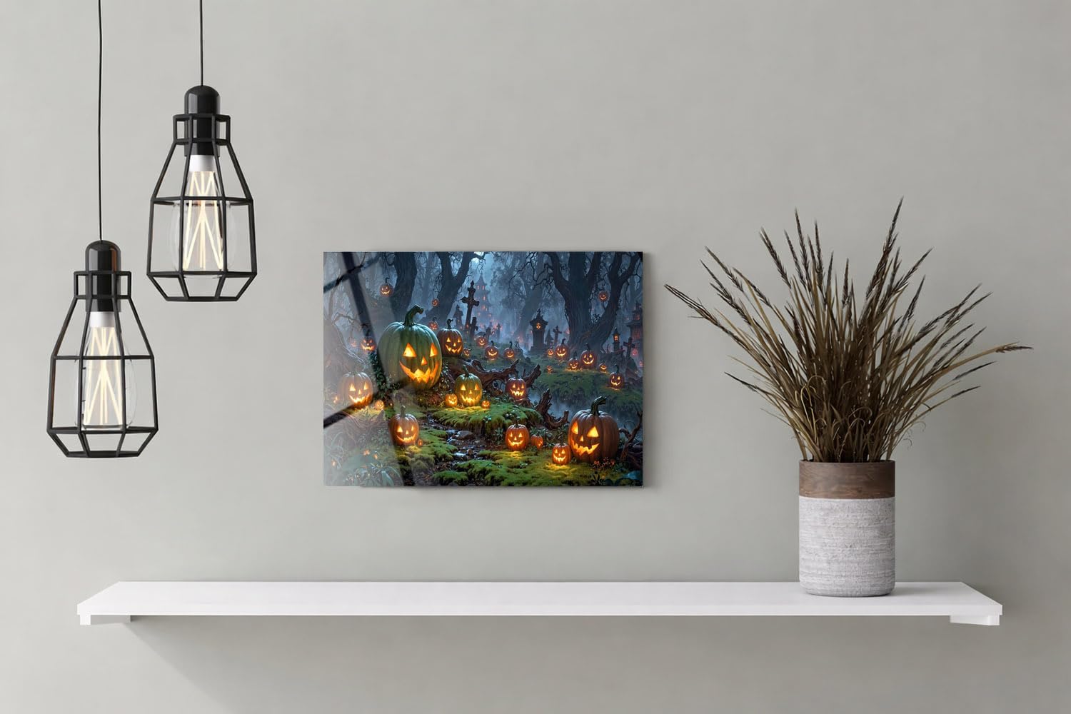 Wall Art | Acrylic Glossy Printed Frame|Home Decor for Living Room, Bedroom, Office, Study, Shelf (11x9inch) - Scary Halloween