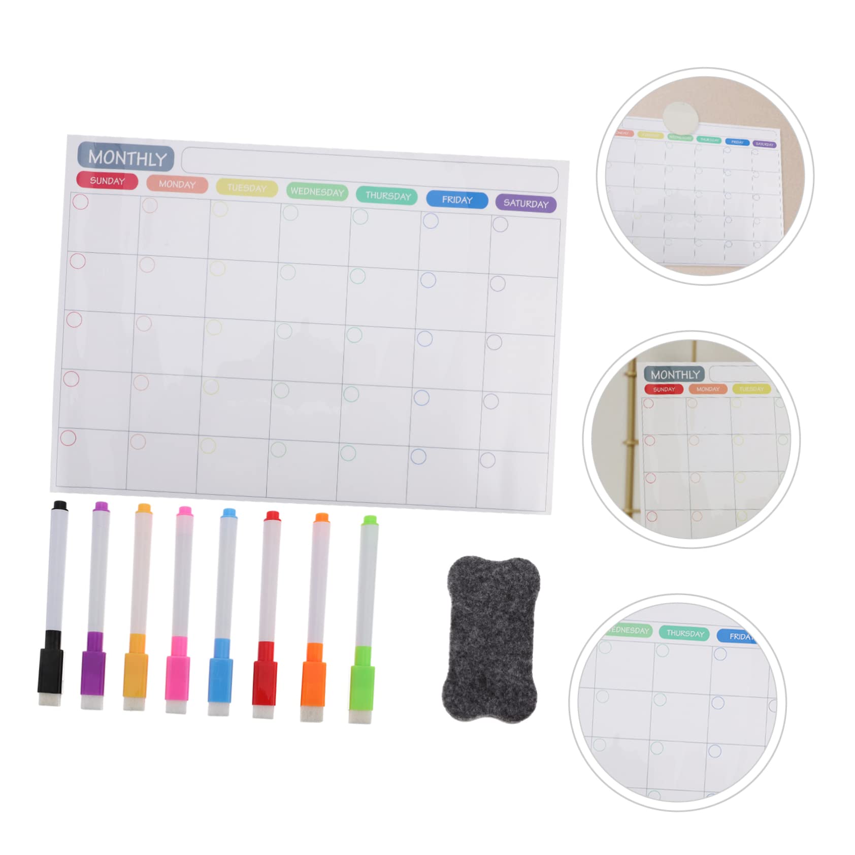 STOBOK 3sätze Magnetischer Abwischbarer Kühlschrankkalender Monats Und Wochenplaner Mit Magnetischer Rückseite Für Organisation Fitness Und Essensplanung