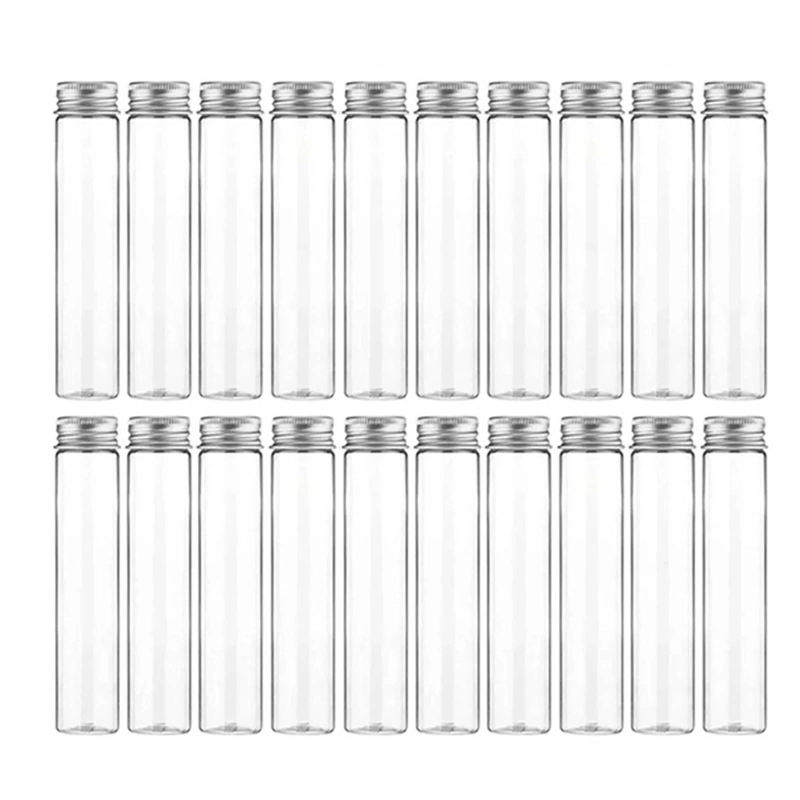 20 szt. 50 ml/100 ml przezroczyste płaskie plastikowe probówki z zakrętkami, puste butelki na słodycze, dekoracja weselna, przechowywanie w domu(100ml)