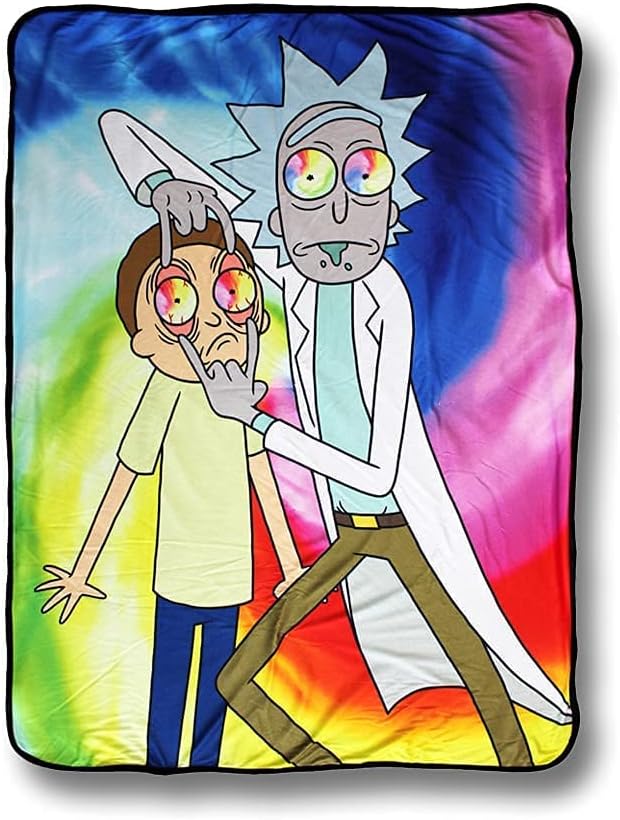 JUST FUNKY Rick and Morty Blanket 45 x 60 inches | Rick as The Spiritual Leader Bed and Sofa Blanket | Anime Blanket | Home Decor | Rick and Morty | Collective | Anime