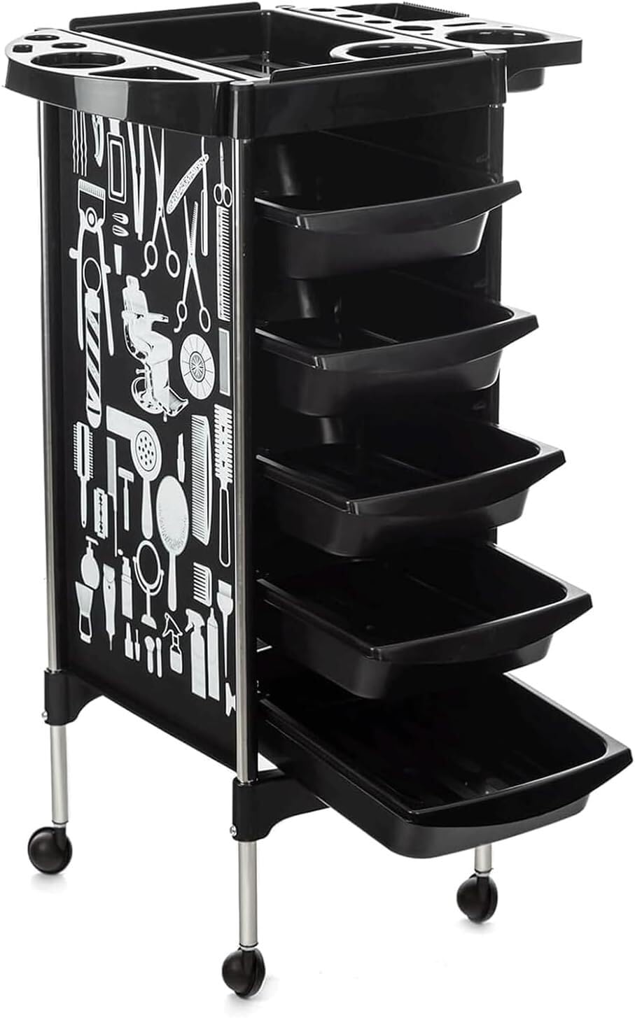 SSDDLZEQ Mobile Salon Station, Salon Trolley Metal Salon Cart 5 Drawer Salon Rolling Cart Instrument Tray Trolley Cart With Casters Storage Utility Cart