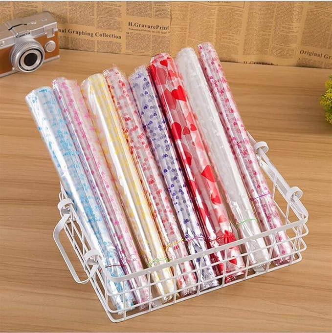 Printed Transparent Cellophane Sheets Pack of 30 Large 20X30 Inch For Gift Packing, Baskets Hampers, Flowers Bunch Wrapping Gift Wrapper (Multicolor)