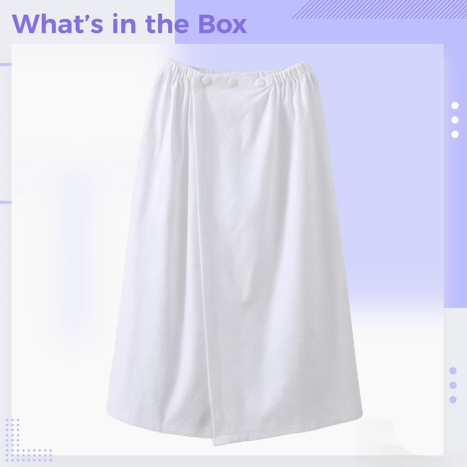 Generisch Damen Waffel Spa Bade-Wrap in Weiß, leichtes schnell trocknendes Handtuch-Wickelkleid, Verstellbarer Druckknopfverschluss, Einheitsgröße, bequem für Dusche und Bad