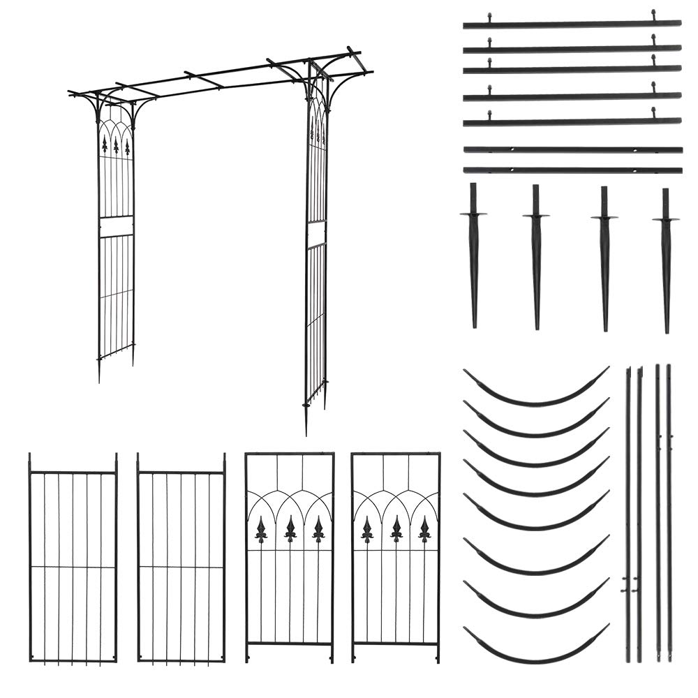 LEADZM Arche en Fer forgé Arche de Cour Arche de Jardin adaptée aux Plantes grimpantes Arrangement de Mariage de pelouse