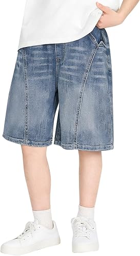 Boys' Denim Shorts Washed Denim Shorts Summer Style Loose Fit Five Point Pants M