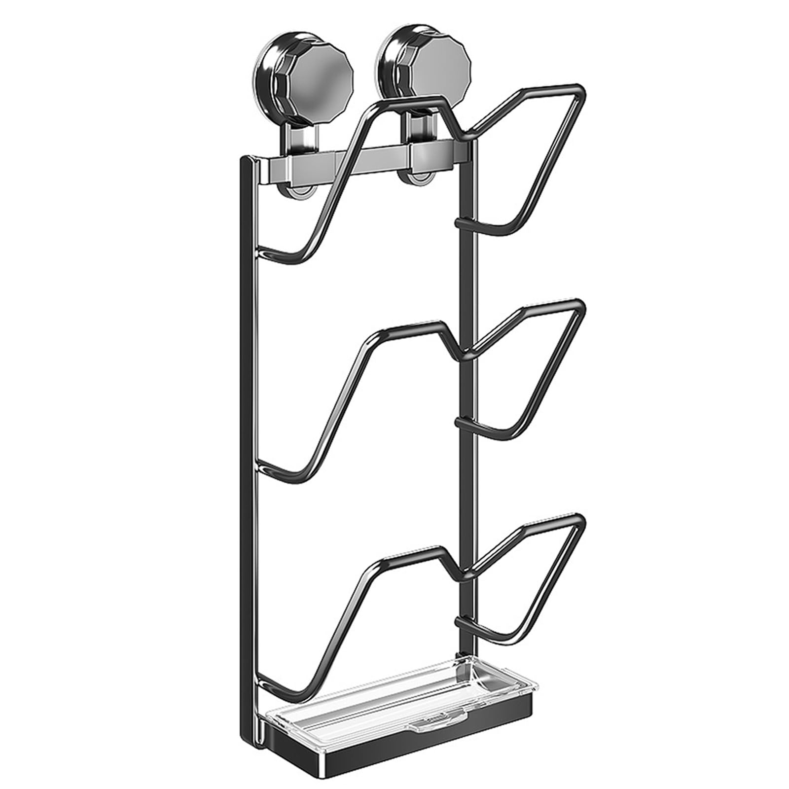 Jazuaiao Hanging Kitchen Basket Wall Mounted Sturdy Wire Organizers for Living Room Closet 3 Grids Space Saving Designs Suction Cup Kitchen Organizers