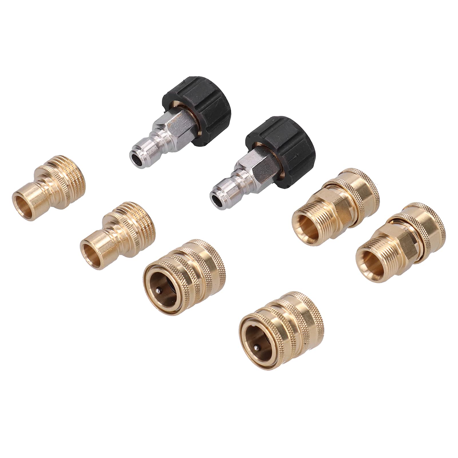 8Pcs High Pressure Washer Adapter Coupler Set Brass Connector Kit