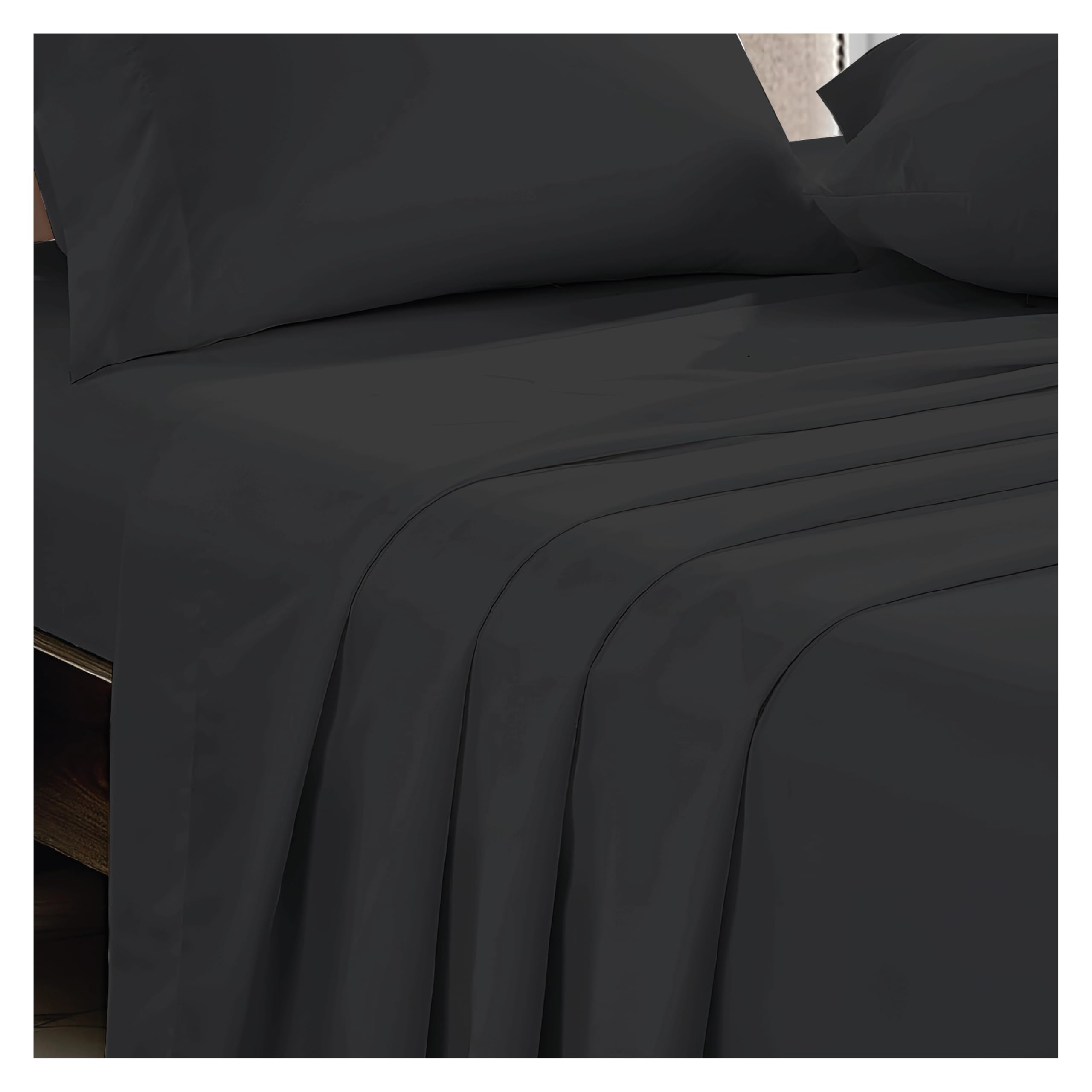 APEX FURNISHINGS Flat Sheet Charcoal 100% Egyptian Cotton 300 Thread Count Super King Bed Sheets - Breathable and Fade Resistant Hotel Bedding Flat Sheets (275cm x 310cm)