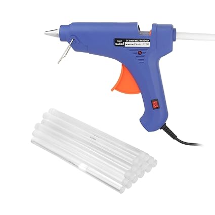 W WADRO - 60 Watt Fiber Gun Electronic PTC Heating Technology for DIY & Craft Work (Blue)(17 Big Glue Sticks)