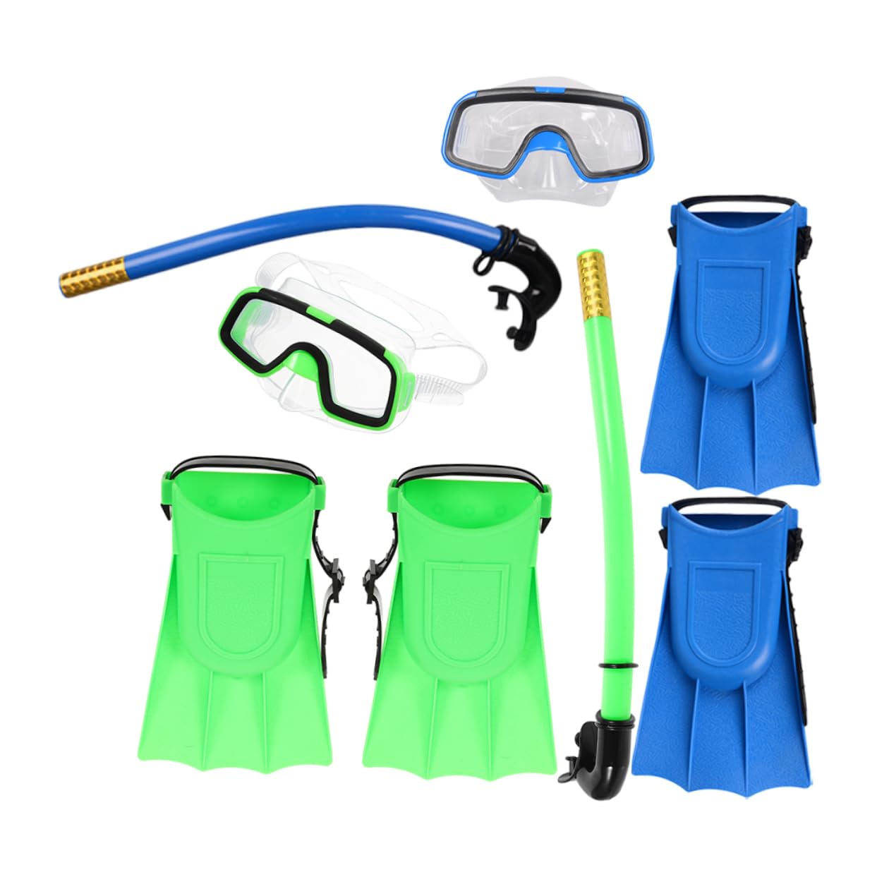 KICHOUSE Child Snorkeling Gear Set Diving Glasses Short Fins Straw Semi-Dry Goggles Ideal for Swimming and Diving