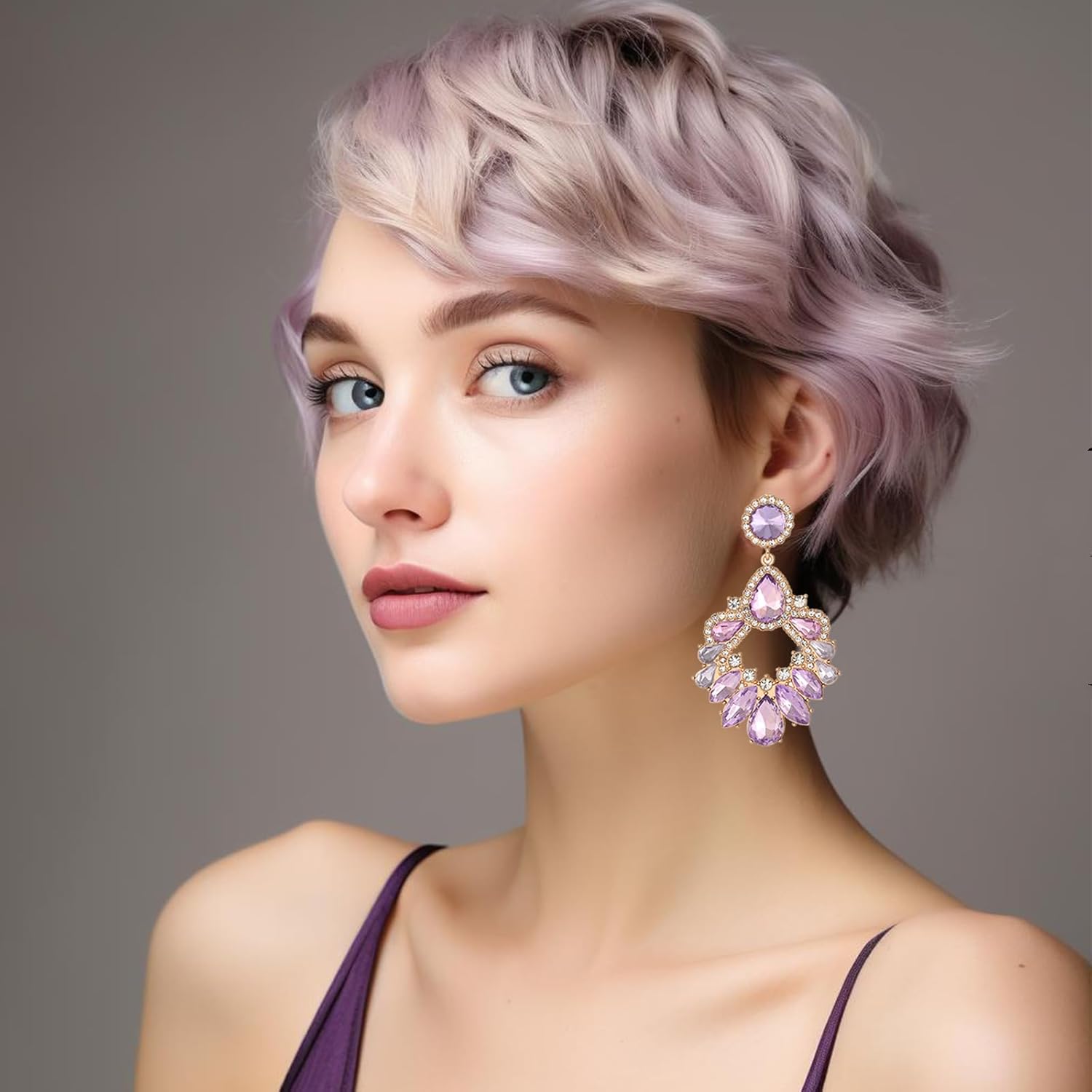 Fashion Rhinestone Statement Drop Dangle Earrings Large Colorful Crystal Chandelier Earrings for Women Bridal Wedding Party Prom - Image 7