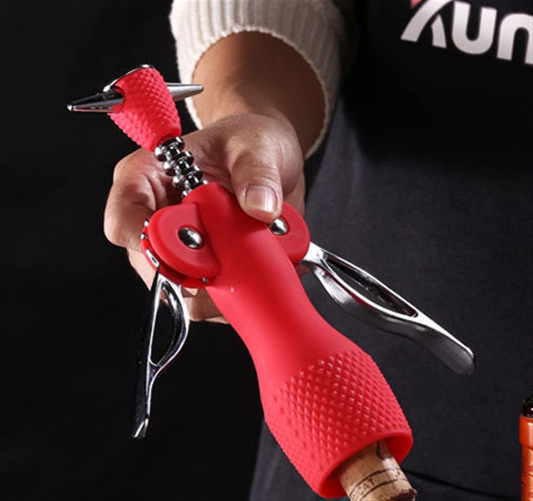 Sacacorchos con alas, Rojo camareros ala sacacorchos abridor de botellas removedor tapa cerveza acero inoxidable