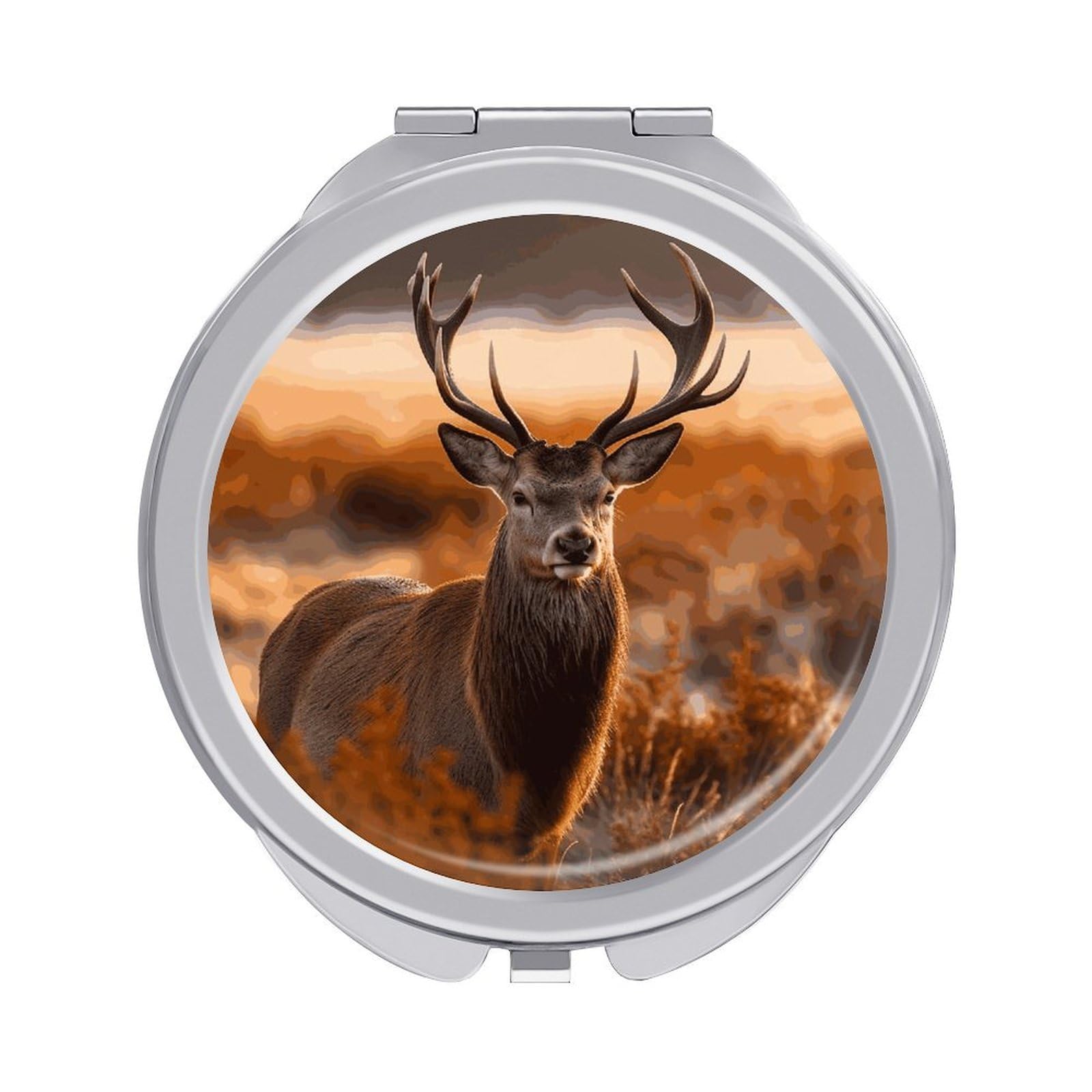 VstaDank Antler Red Deer Compact Mirror for Purses Round Fashion Travel Makeup Mirror 2X /1x Magnifying Double Sides Mini Mirrors Portable Pocket Mirrors for Handbag Purse Women Gift