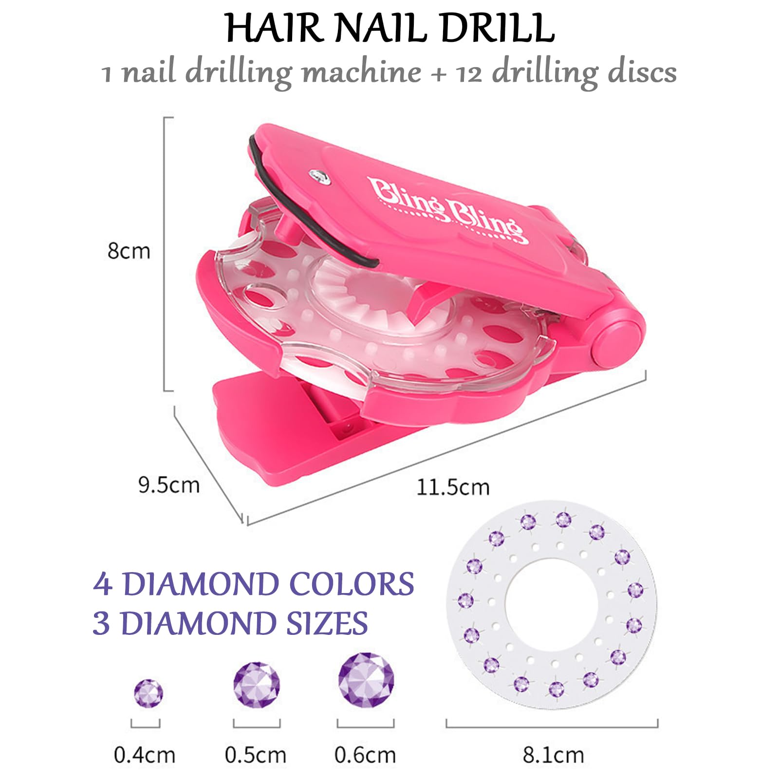 JSTHHTT Brillantini Per Capelli, Hair Bedazzler Kit Con 180 Diamanti E Extension Capelli, Applicatore Strass Diamante Gioielli Macchina Strumento Per Lo Styling Glam Per Ragazze E Bambini