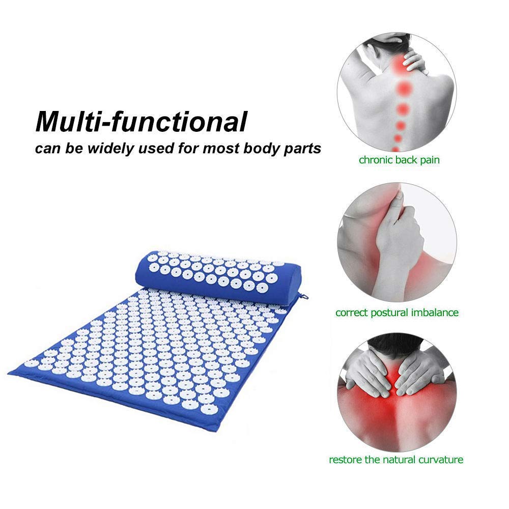 MU Estera de Acupresión de Lujo, Cojín de Masajeador de Cuerpo Completo para Espalda, Piernas, Cuello, Ciática, Terapia de Punto de Activación, Alivio Del Dolor, Azul