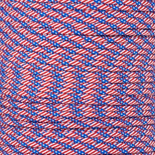 PARACORD PLANET 550 Type III 7 Strand Paracord – 100% Nylon Core – 550-Pound Tensile Strength - Utility Cord – Tie-Downs, Camping, Crafting, Survival (Stars and Stripes, 250 Foot Spool)
