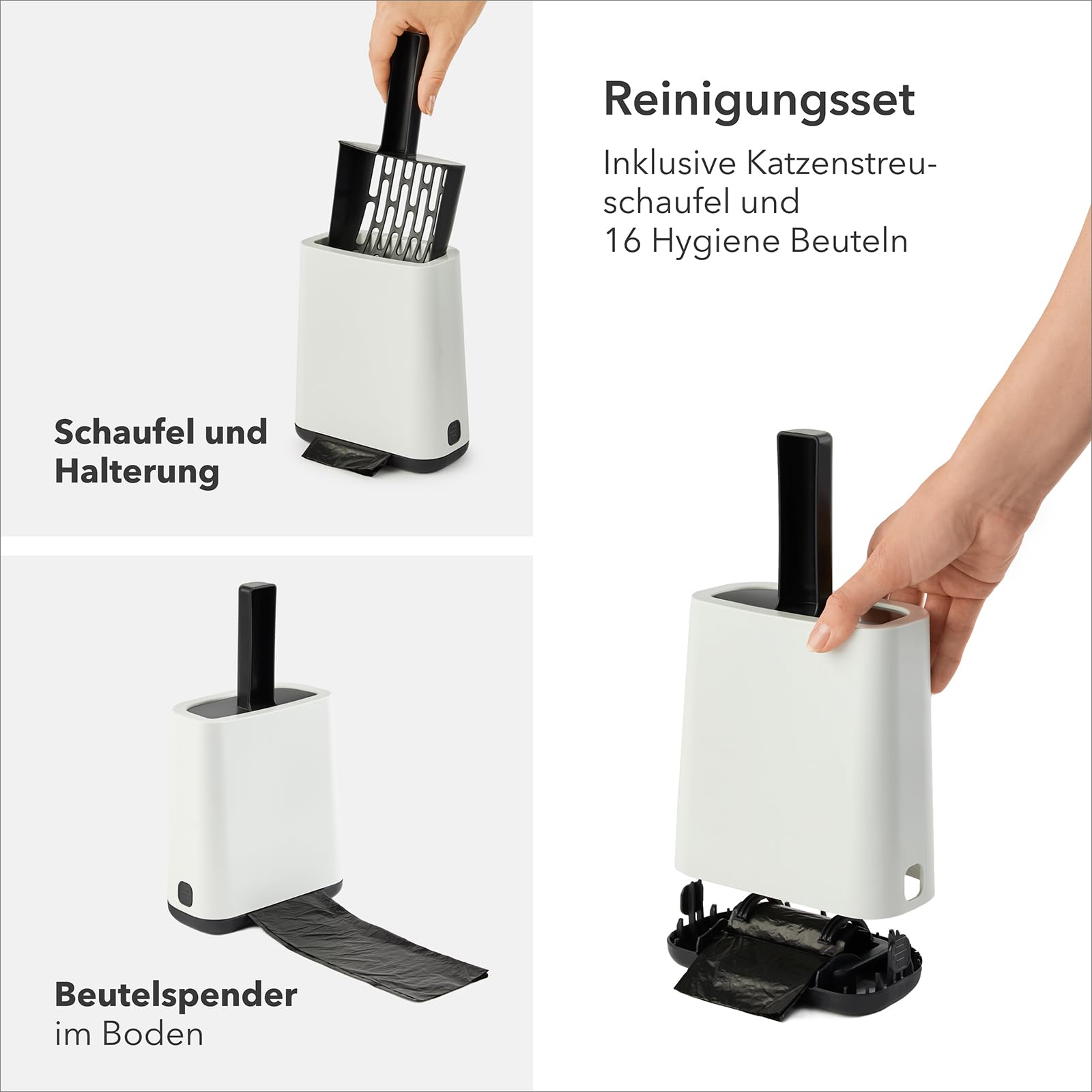 Rotho MyPet Bea Katzenklo XXL Katzentoilette mit Schaufel und Deckel Blau | Katzenklo mit Deckel, Aktivkohlefilter zur Geruchsneutralisierung, Magnetklappe, Deckel einhändig abnehmbar, 4 Ersatzfilter