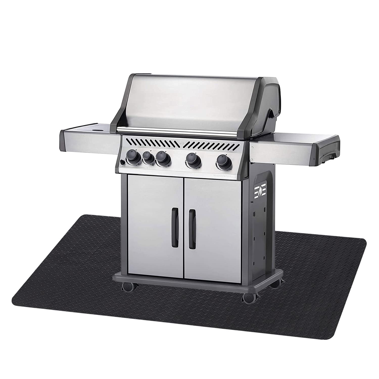 Brinman Under Grill Mat, Fire Resistant Rugs for Fireplace,Hearth Pads for Wood Stove to Protect Floor from Sparks& Embers,Durable 36 x 61 Inch PVC Flame Retardant Mat