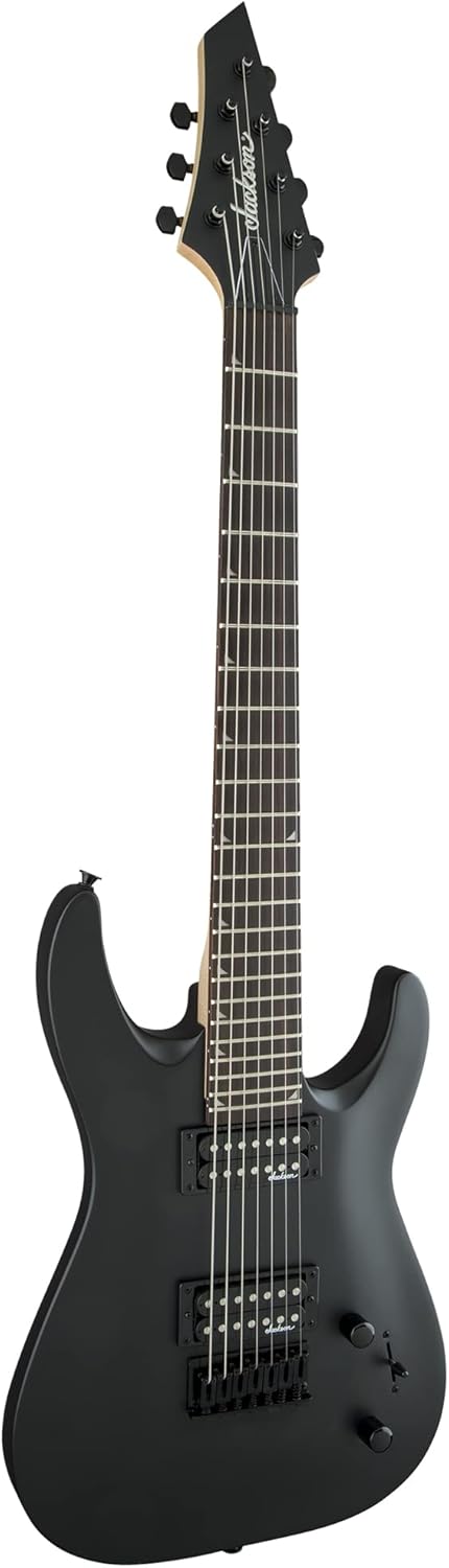 Jackson JS Series Dinky Arch Top JS22-7 DKA HT 7-String Electric Guitar - Satin Black Bundle with Cable, Tuner, Strap, Picks, and Austin Bazaar Instructional DVD