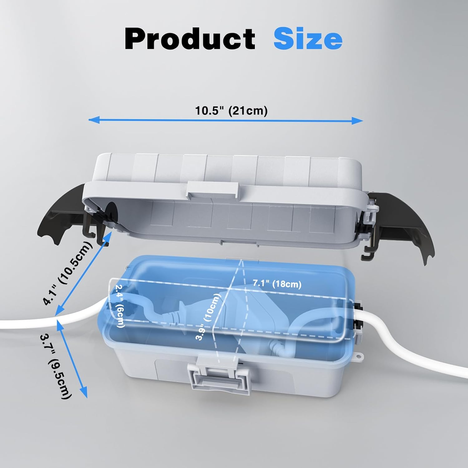 FLEMOON IP55 Outdoor Electrical Box Waterproof with Detachable Awning Covers, 8.3 x 4.1 x 3.7 inch Weatherproof Extension Cord Cover, Easy Installation for Plug, Outlet, String Lights, Light Gray - Image 4